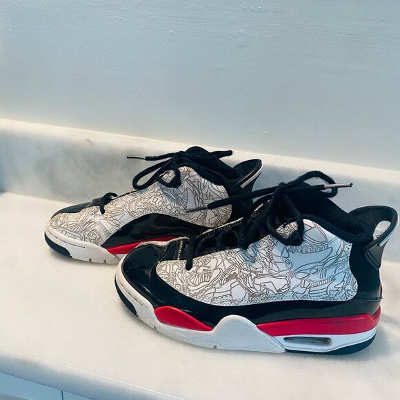 Nike Air Jordan Kids Dub Zero Athletic Basketball Sneakers White Fire Red Size 3 - Picture 4 of 6